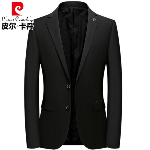 Pierre Cardin high-end men's suit with double slits, slim fit business professional formal two-piece groom's suit, wedding dress C87882 suit-trousers black two-piece suit 2XL (weight 145-165Jin Jin equals 0.5 kg)