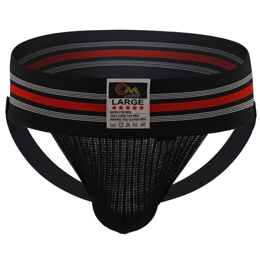 Clever -Menmode Europäischer und amerikanischer Männer Sport Tanga Wide Gürtel atmungsaktive große Bag Bag Hüfte Doppelte Ticks Weiß 1 Streifen L (80-87 cm)