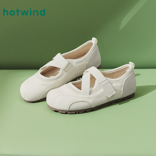 
Hotwind Sports Mary Jane Shoes Commuter Women's Shoes 25 Years Spring Sweet Ballet Cross Strap Light Mouth Breathable Flat Sole Shoes 13 Silver 36 230mm