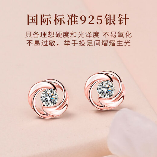 Ancient silver needle earrings for women 2025 new one-week earrings birthday gift for women light luxury niche high-end practical TS36 rose gold one-week earrings gift box