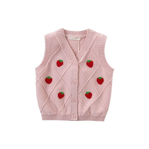 David BELLA (DAVE/BELLA) fashionable cartoon baby knitted vest baby sweater vest autumn clothes children's horse clip infant vest New Year pink DBW14697 66 cm (recommended height 59-66 cm)