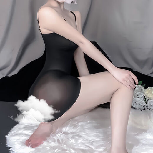 Chen Liji jk suit SM thong sexy transparent net dress women's large size transparent tight hip wrap suspender nightgown black open one-piece net dress