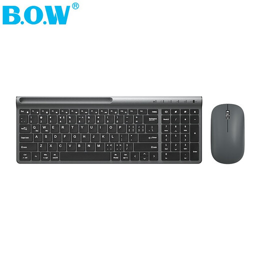 BOW HW306DL-2 Rechargeable Wireless Keyboard and Mouse Set Office Ultra-Thin Portable Keyboard and Mouse Set Laptop Desktop Home Keyboard and Mouse Gray Black