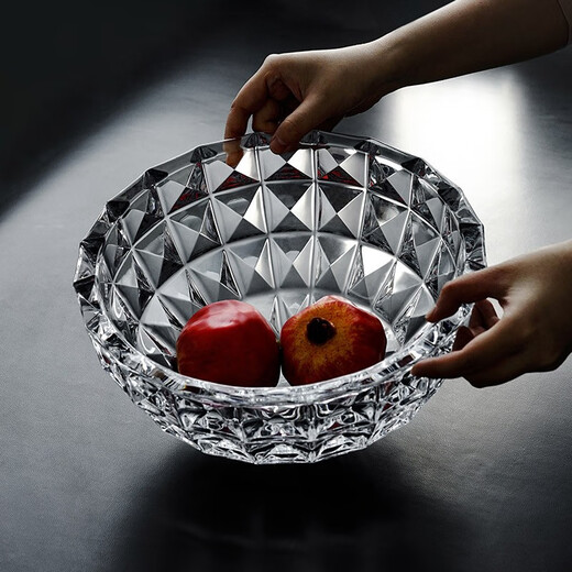 BOHEMIA Czech imported crystal glass fruit plate home gift fruit plate fruit bucket basin decoration light luxury home DIAMOND diamond fruit bucket 325mm
