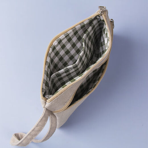 Qindu mobile phone bag small cloth bag hand bag women's 2021 mini fashion versatile student double zipper coin wallet cloth brown