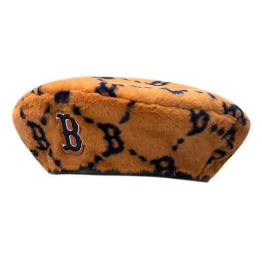 MLB beret men's and women's imitation lamb velvet presbyopia LOGO casual warm hat spring 3ACBMF126-43BGD Boston/dark beige S