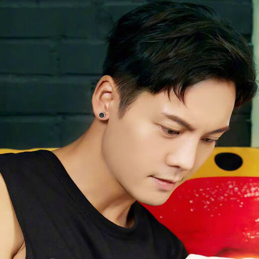 Meng Keduo Great Wall Pattern Earrings Men's 2025 New Trendy Single Earrings Trendy Personality Men's Internet Celebrity Earrings Trendy Men's Earrings 8mm