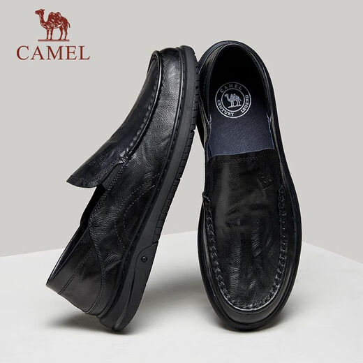 Camel (CAMEL) Classic Business Soft Sole Lightweight Commuting Gentleman Loafers Leather Shoes for Men G15S155031 Black 41