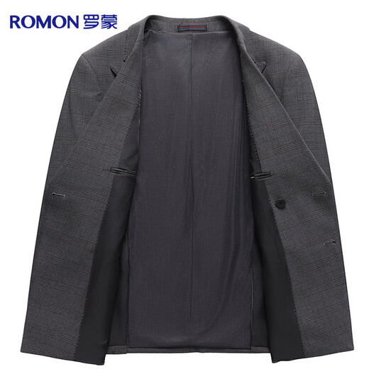 Romon suit men's double-breasted casual business retro men's suit jacket slim wedding groom's dress for men