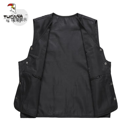 啄木鸟（TUCANO）中老年人男钓鱼马甲两面穿户外春秋薄多口袋马夹背心摄影爸爸坎肩 【款一】卡其 建议145-170斤