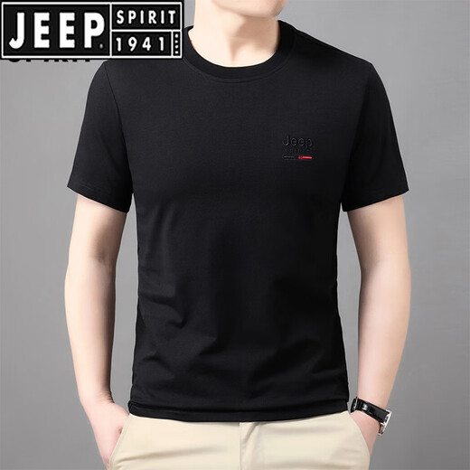 JEEP SPIRIT夏季短袖t恤男士圆领棉质宽松休闲舒适半袖体恤潮流 3887白色 3XL(170-190斤)