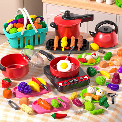 North E-Familie Kinderfrüchte und Schnittspielzeug können Gemüse für Jungen und Mädchen spielen Hausbaby Intelligence Gemüse Küchenset [zusätzliche Größe] Drei Topfküchenutensilien 19 Stücke Set Set