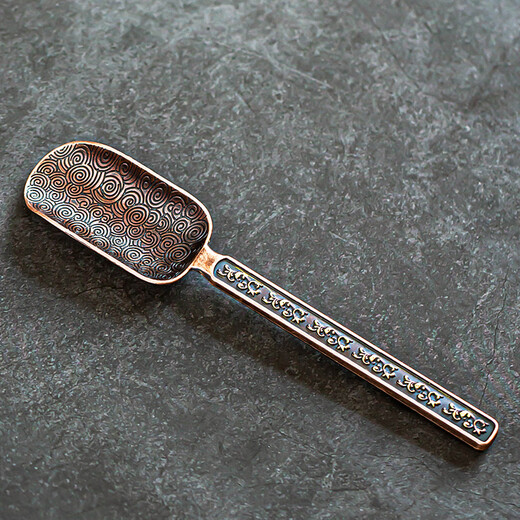 Porcelain tea set (cipaiming teaset) Porcelain tea spoon household tea spoon tea spoon Kung Fu tea set tea ceremony accessories copper color <Totem> alloy tea spoon