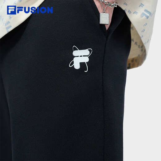 Fila Fusion Fila Fashion Brand Knited Pants 2025 Summer New Fashion New Fashion Flowing Pantalones casuales [Hombres] Negro - Bk L