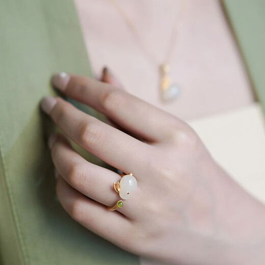 Kamalun (KAMALUN) Jade Rabbit Hairpin Hetian Jade Sandalwood Hairpin Hairpin Hanfu Headwear Ancient Style Hair Accessories as a Birthday Gift for Wife Jade Rabbit Ring + Brand Gift Box