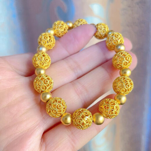 Ji Ge 2024 New 18k Gold Filigree Exquisite Beads Hollow Hydrangea Bracelet Women's Exquisite Bracelet Fashion Bracelet Hollow Flower