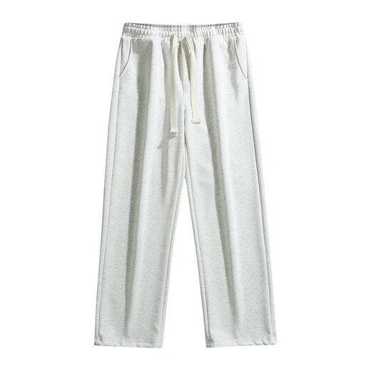 FANTA Chinese cotton heavy hemming style spring and autumn men's straight casual sports trousers Hong Kong style loose Anta 660 light gray Hailan M