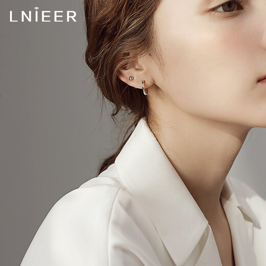 Lnieer 999 Pure Silver Ear Hole Earrings Women's Silver Earrings Earrings Ear Bone Nails Simple Sleeping No-Removal Ear Stick Silver Earrings 999 Pure Silver Earrings Pair