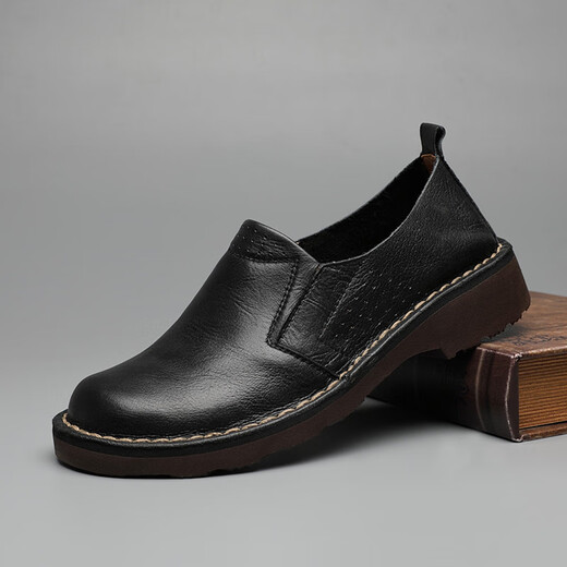 Camel occidental (Vancamel) Chaussures martin à bout large respirant chaussures de travail chaussures rond Courette recouverte de la tête de vache de vache large tête grande peau chaussures grandes taille pour hommes chaussures texturées monocylonneux jaune-brun (ensemble) 41