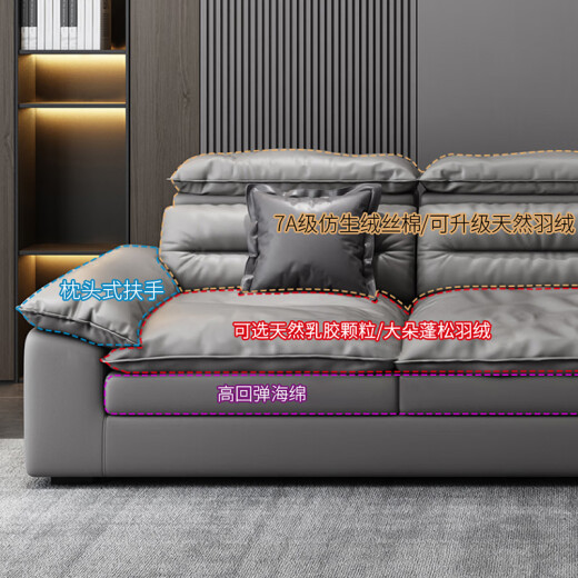 Limena Sofa Light Luxury Technology Fabric Down Sofa Small Living Room Modern Simple Corner Latex Sofa 3.2 Meters Double Single Gui + Style A Coffee Table + TV Cabinet + Style A Dining Table 4 Chairs [Upgraded Model 30% Choice] Nano Technology Cloth + Sponge + Latex, particles