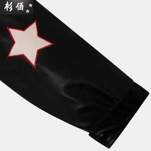 Chaoyunyue American retro men's and women's thickened leather jacket pilot embroidered letters quilted lapel design jacket cotton-padded jacket black (quilted version S