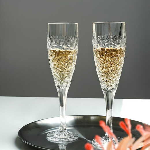 BOHEMIA Czech imported crystal glass Nordic ins high-end champagne glass goblet hand-painted gold frosted wine glass Nicollet champagne glass 180ml 2 pieces