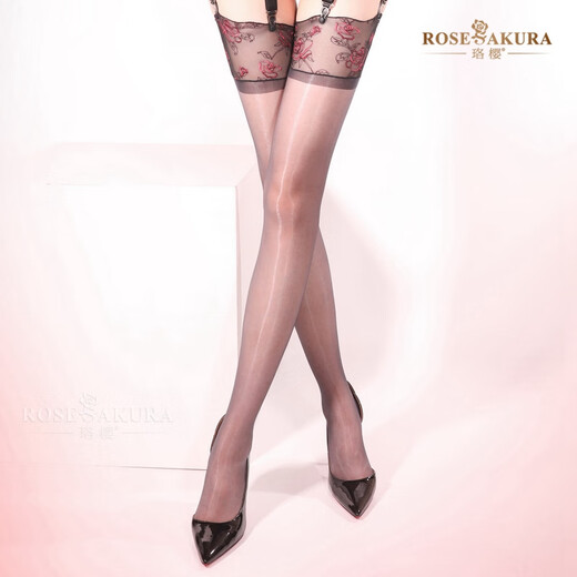 Luo Ying High-End European und American Sexy Sticked Strumpfgärte Lange Strümpfe seidige ultradünne transparente Kleiderbügelstrümpfe Anzug an Aurora Socken schwarz [8418 Strumpfband] 1 m