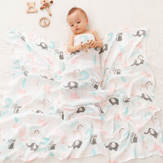 Xiqinbao baby gauze blanket baby gauze bag single quilt towel quilt bath towel 115*130cm little monkey