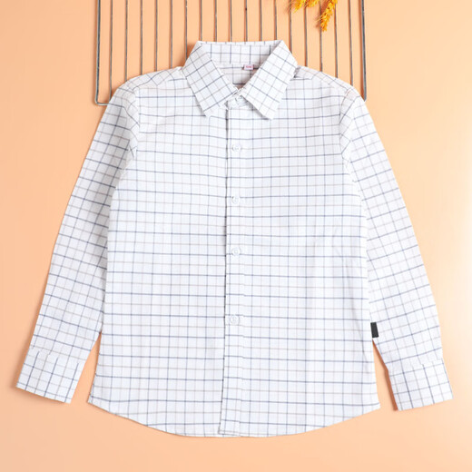 Xiangguotu children's plaid short-sleeved shirt summer pure cotton school uniform tops boys and girls casual shirts for middle-aged and older students class uniforms boys plaid long-sleeved shirts 140cm