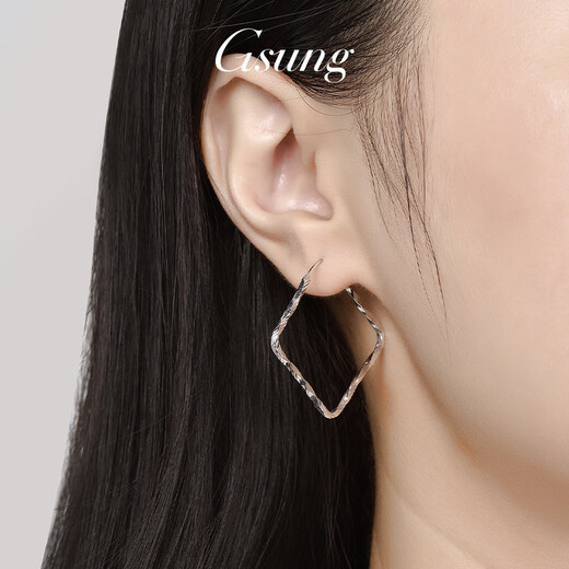GsunG platinum pt950 women's earrings earrings platinum fashion plain gold large hoop earrings square round heart-shaped earrings priced by gram, please contact customer service before bidding for gold price