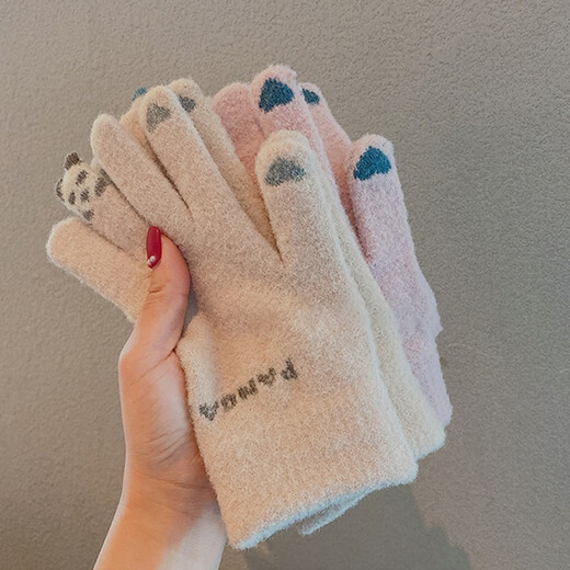 Guantes de Fitonton para mujeres en invierno frío y calor para niñas en guantes de invierno guantes de lana de lujo gruesas guantes táctiles táctiles a prueba de viento para mujeres