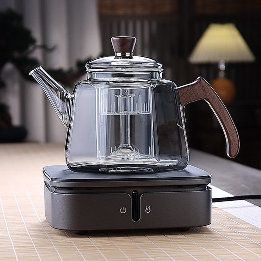 Fully high temperature resistant thickened glass steaming integrated teapot large capacity kettle side handle teapot household kettle Ash Babao steaming integrated teapot 1000ml