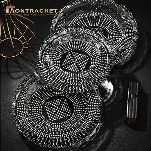 Montrachet diamond-encrusted crystal glass ashtray creative personality trend fashion home living room office European large 18 cm starry ashtray