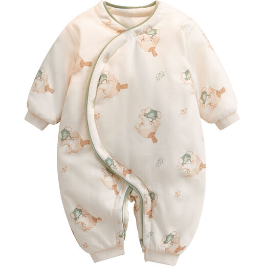 JOYNCLEON Newborn baby one-piece autumn and winter type A newborn baby full moon thickened quilted clothes to keep warm Magic Elephant 59cm