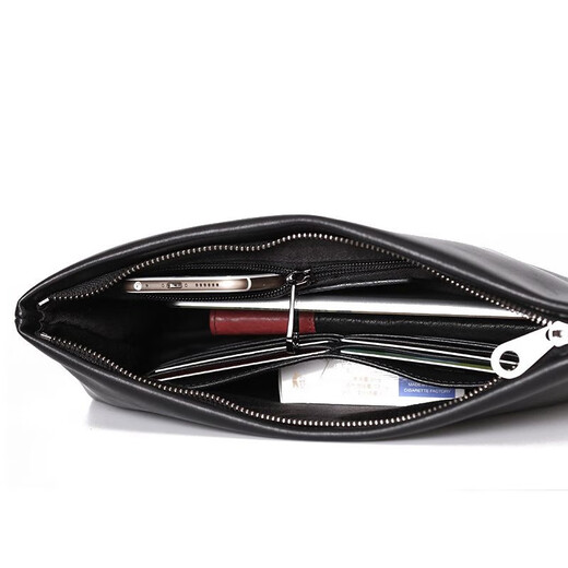Sacs à main pour hommes Pabin avec grande capacité, sacs à main en cuir à feuilles de vache, sacs d'emploi pour hommes, enveloppes en cuir souple, sacs iPad à la mode, noir, grande taille