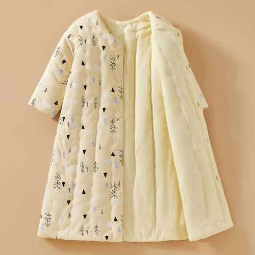 Mianguduo Children's Handmade Pure Cotton Sleeping Bag Thickened Anti-Kick Quilt Large Children's Pajamas Autumn and Winter Baby Sleeping Home Clothes Lan Xiaoshu 120 Code