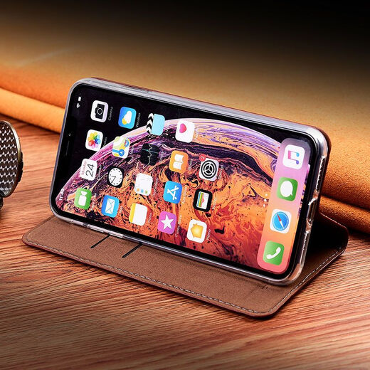
Zanling genuine leather lychee pattern head layer cowhide protective cover flip leather case mobile phone case shell wallet card advanced magnetic high-end sense Chinese style business men and women customization Crazy horse pattern second layer cowhide [brown] Huawei nova13