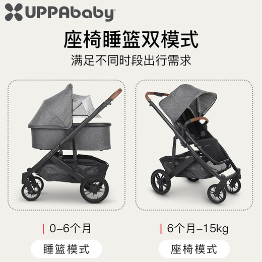 UPPAbabyCRUZ stroller, high view, two-way, sit and lie down, easy to fold, baby stroller CRUZ V2+, gray pink - new product upgrade