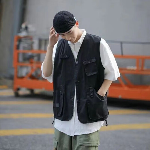 
Didisha Japanese retro work vest men's summer thin loose multi-pocket layered jacket sleeveless vest vest men's trendy B14 work vest [khaki] 3XL