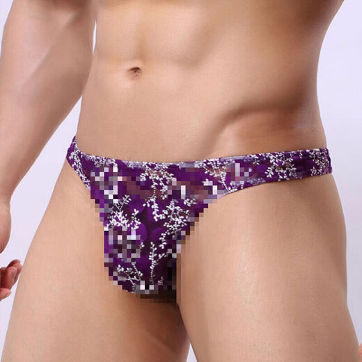 Men's lace underwear men's thong hollow breathable low-waist sexy briefs youth underwear men's sexy underwear sexy lace free sexy underwear red XL