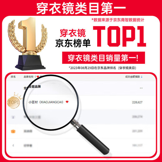 小匠材日式全身镜家用穿衣镜卧室落地镜壁挂简约高清试衣镜白色160*50