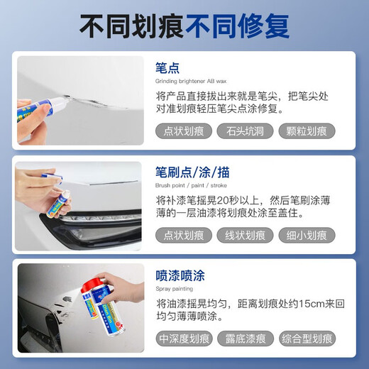 Suitable for Ford Mondeo white touch-up pen, pearl white tanzanite blue gray original car paint color selection, deep scratch repair self-spray paint FD-36 elegant white 13-20 Ford Mondeo spray paint set includes - soil repair + air tank + touch-up pen + gold sealing oil + sandpaper tape