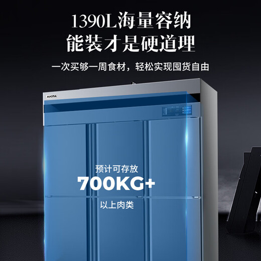 澳柯玛（AUCMA）商用冰箱立式风冷无霜饭店厨房设备后厨不锈钢全铜管制冷 VF-1390AW【六门全冷冻】