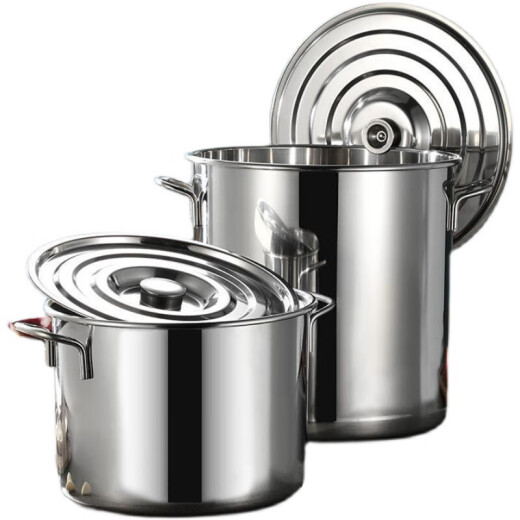 Stainless steel barrel, round barrel, stainless steel soup barrel, thickened stainless steel barrel with lid, 304 food-grade covered commercial household barrel, thickened large-capacity rice storage barrel, brine barrel, soup barrel, thickened 30*30, weight about 2.8Jin [Jin equals 0.5kg], capacity 20, Lift