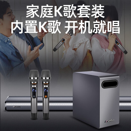 SANSUI DV-93B living room home karaoke TV audio echo wall Bluetooth projector KTV wireless microphone long strip home theater speaker subwoofer deluxe version (dual wireless microphone)