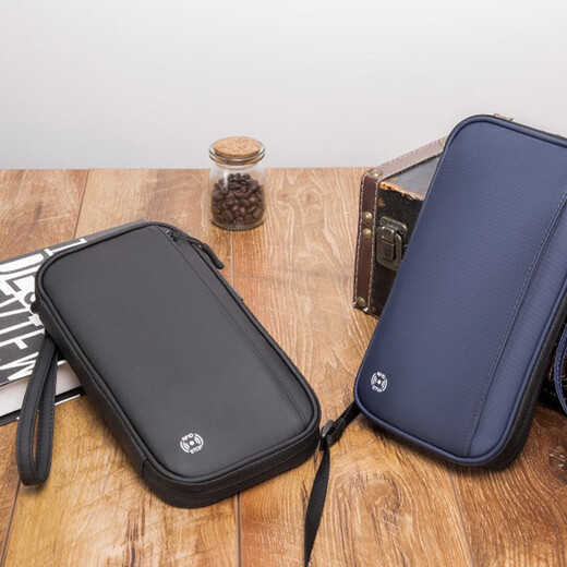 古慕妮旅行护照包rfid防盗刷多功能护照夹出国收留学大容量收纳斜挎卡包 优雅黑