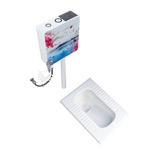 Ronglan squat toilet set household ceramic toilet squat pit with flush tank squat toilet bathroom toilet toilet squat toilet enlarged with S curve anti-odor front drainage + water tank