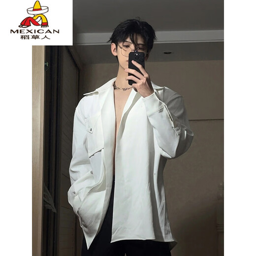 Espantapájaros White White Nápoles Camisa Summer Homapo Hermoso traje de alta gama