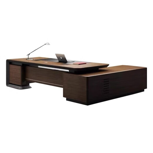 HAJTANLY modern solid wood boss desk office desk and chair combination executive walnut color executive desk high-end file cabinet office furniture 2.4 meters boss desk