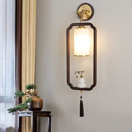 Ancient Tang style 2024 new walnut wall lamp living room entrance TV background wall bedroom study walkway Chinese style Zen lamp A-6/model 20 watt three-color LED